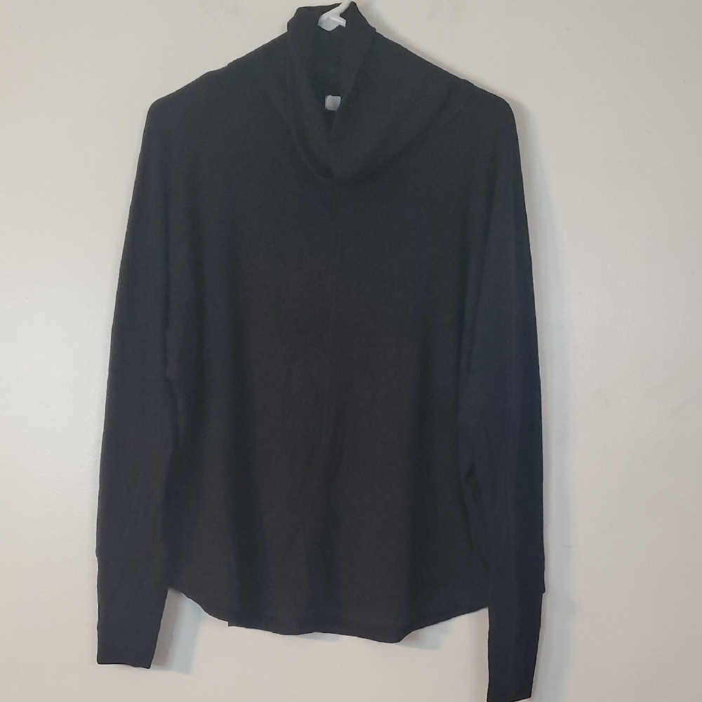 Talulah Black Oversized Turtleneck Henley Top Size Small Soft Stretchy Ribbed